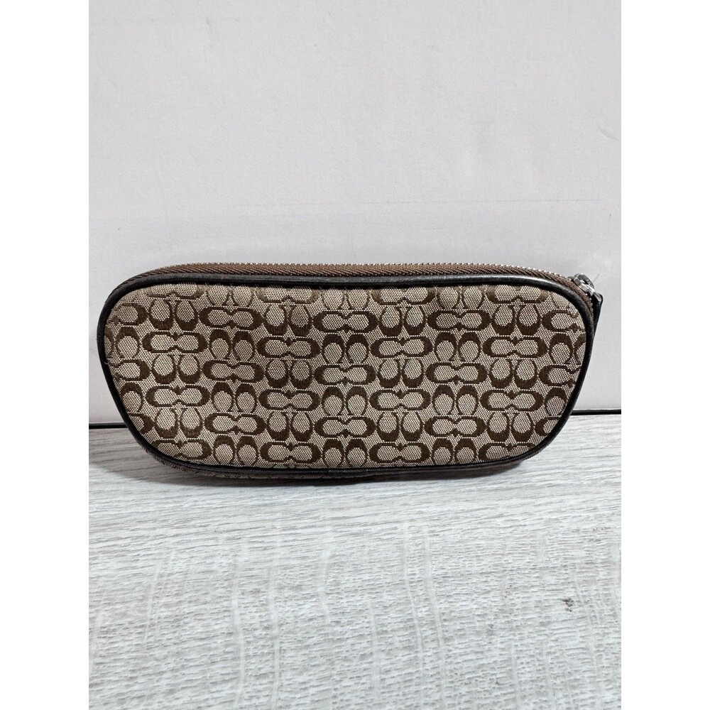 Vintage Coach Signature Eye Glass Case Y2K Accessories Pen Case 7x3x.75 Brown